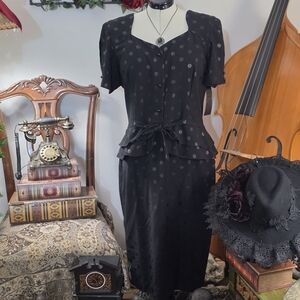 Stop Staring Black Polka Dot Midi Dress